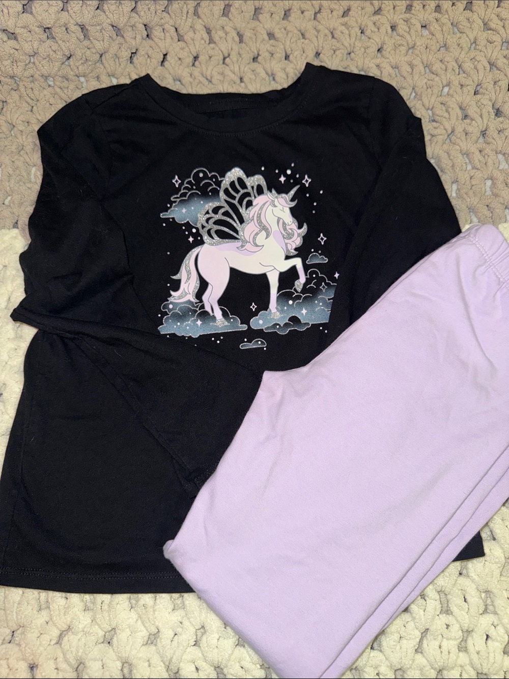 Cat & Jack Black unicorn Top with jumping beans leggings
